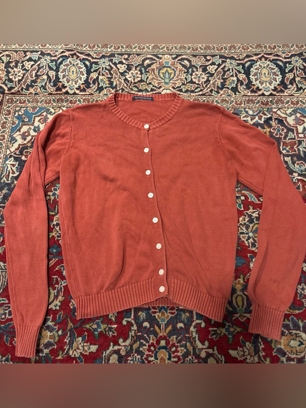 Brandy Melville Rust Orange Crewneck Button Cardigan